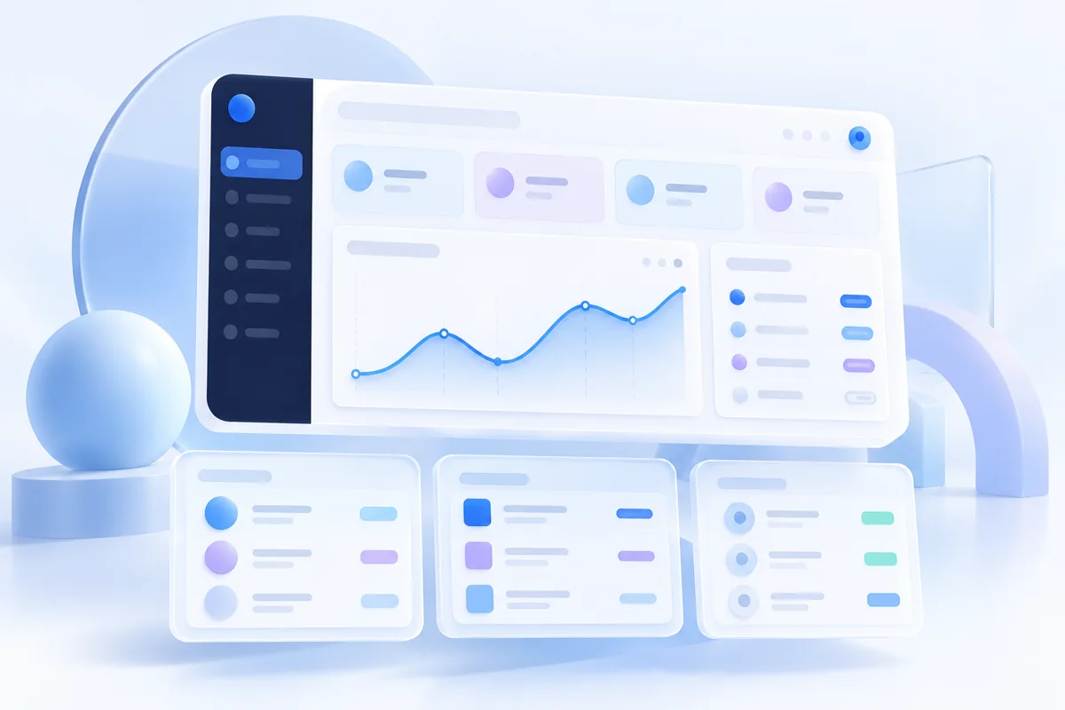 Illustrative owner dashboard interface with no actual business data
