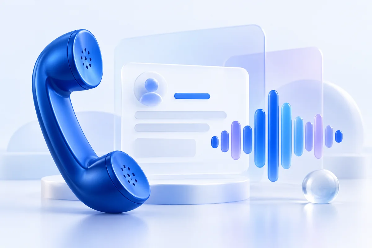 AI call enquiry capture with handset and audio waveform