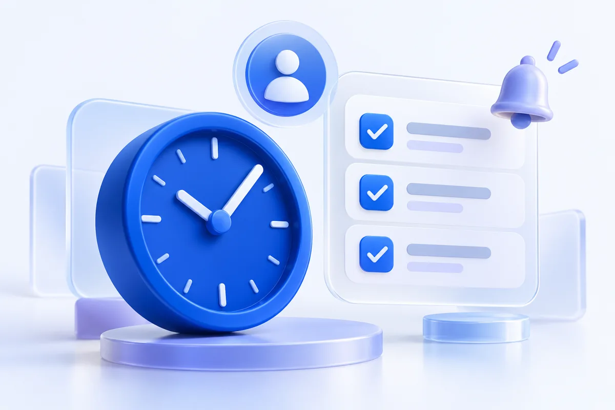Deadline clock beside an assigned task checklist